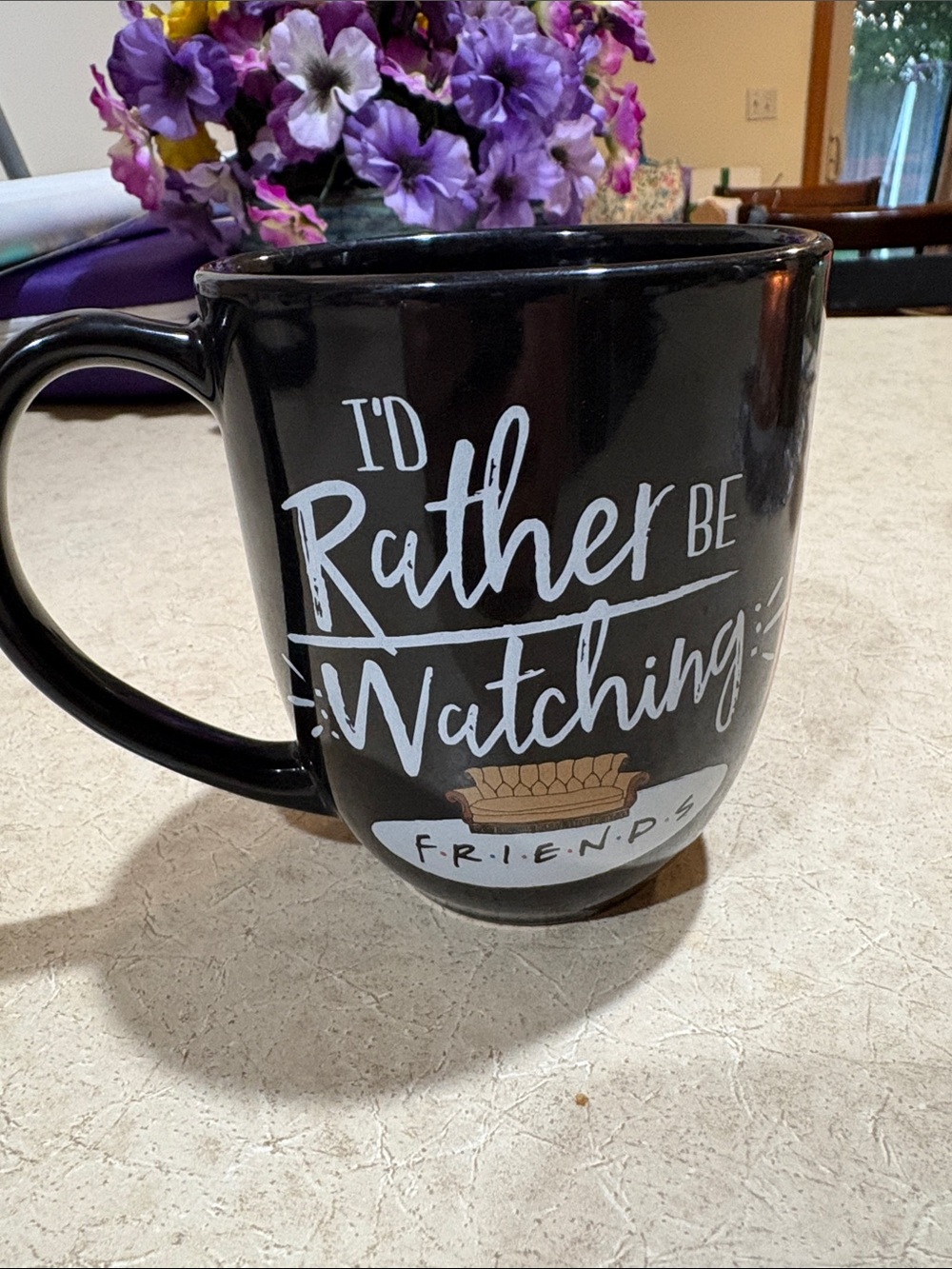Friends TV Show Mug - 'I'd Rather Be Watching' - Black
